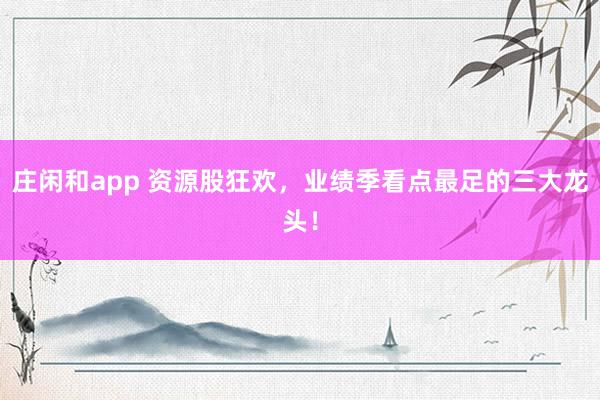 莊閑和app 資源股狂歡，業(yè)績季看點最足的三大龍頭！
