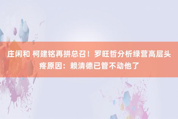 莊閑和 柯建銘再拼總召！羅旺哲分析綠營高層頭疼原因：賴清德已管不動(dòng)他了